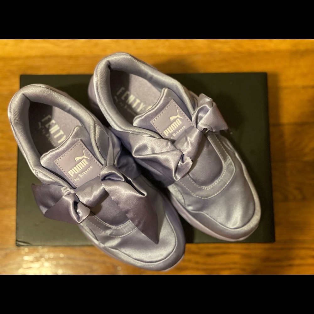 FentyxPuma silk lavender sneakers.